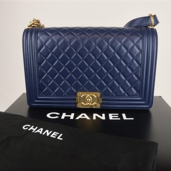 CHANEL Handbags - Chanel New Medium Boy Bag Navy Quilted Calfskin